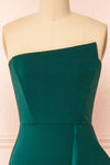 Ursuli Green Strapless Maxi Dress w/ Side Slit | La petite garçonne front close-up