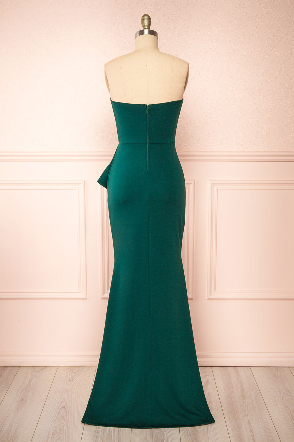 Ursuli Green Strapless Maxi Dress w/ Side Slit | La petite garçonne back view