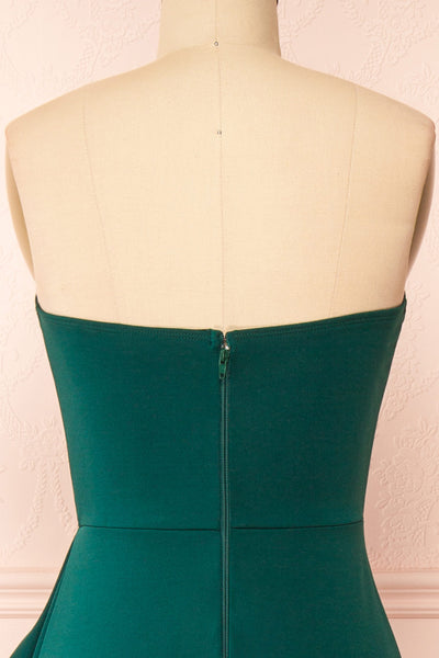 Ursuli Green Strapless Maxi Dress w/ Side Slit | La petite garçonne back close-up