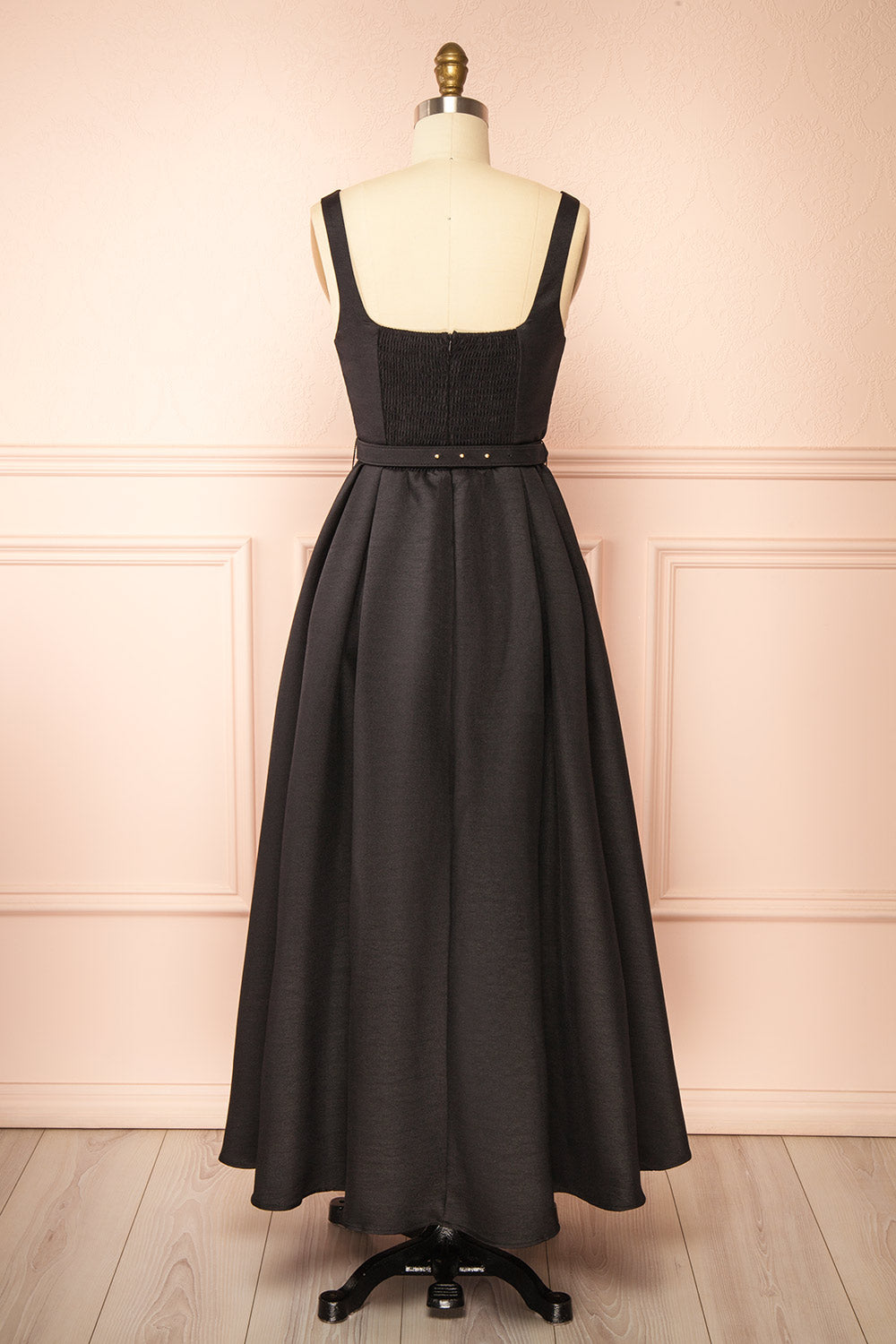 Usagi Black A-Line Dress with Belt | Boutique 1861 back view