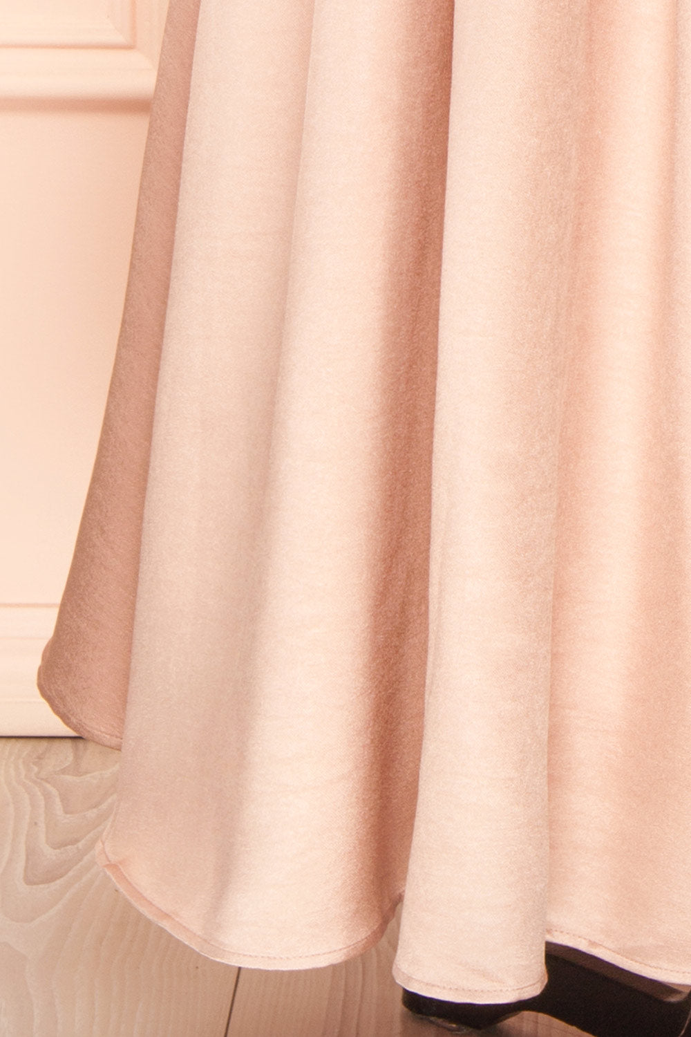 Usagi Pink A-Line Dress with Square Neckline with Belt | Boutique 1861 bottom