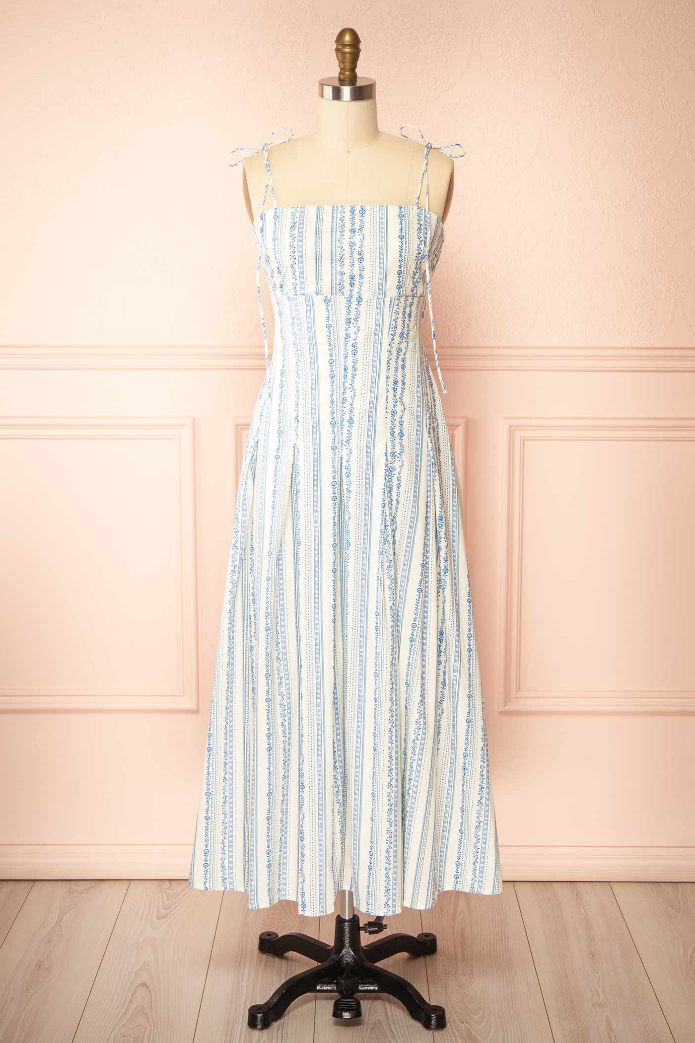 Frontview Utano Ivory Midi Dress with Open Back at  boutique 1861