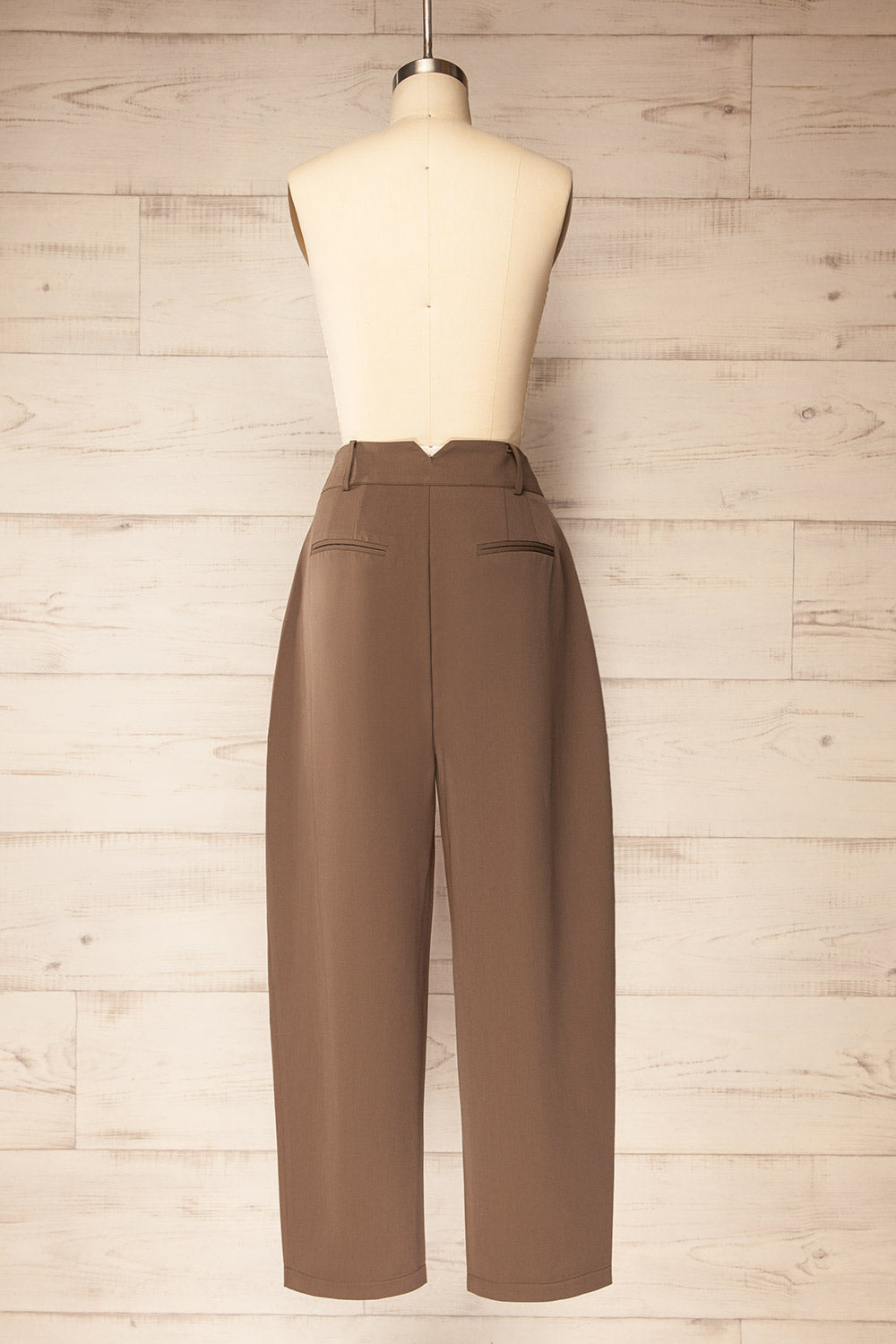 Utica Brown High-Waisted Wide Leg Pants | La petite garçonne back view