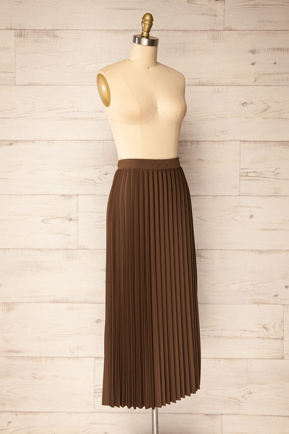Vaduz Brown Pleated Maxi Skirt | La petite garçonne side view