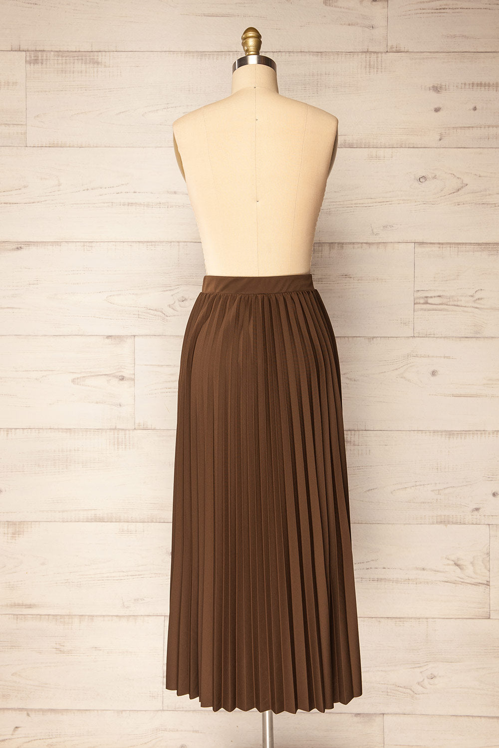 Vaduz Brown Pleated Maxi Skirt | La petite garçonne back view