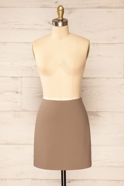 Vailoa Taupe Short A-Line Skirt | La petite garçonne front view