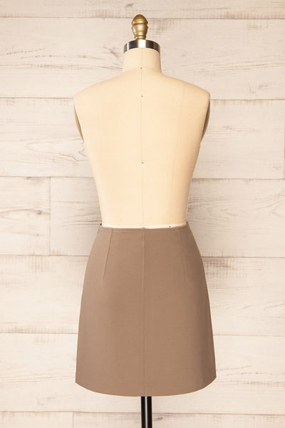 Vailoa Taupe Short A-Line Skirt | La petite garçonne side close-up