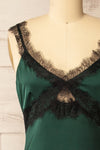 Valencienne Green Satin Dress w/ Black Lace | La petite garçonne front