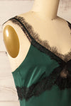 Valencienne Green Satin Dress w/ Black Lace | La petite garçonne side