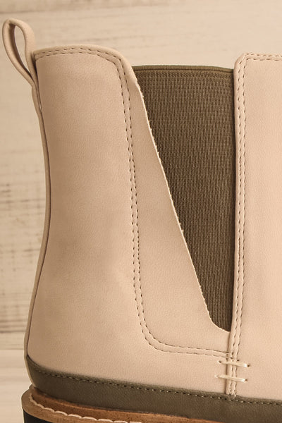 Valenttia Beige Chelsea Faux-Leather Boots | La petite garçonne  side details