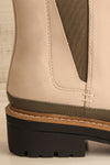 Valenttia Beige Chelsea Faux-Leather Boots | La petite garçonne  side close-up