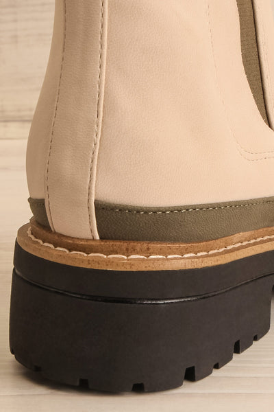 Valenttia Beige Chelsea Faux-Leather Boots | La petite garçonne  back close-up