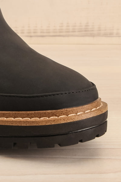 Valenttia Black Chelsea Faux-Leather Boots | La petite garçonne front close-up