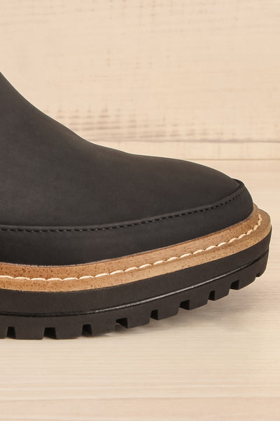Valenttia Black Chelsea Faux-Leather Boots | La petite garçonne side front close-up
