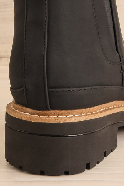 Valenttia Black Chelsea Faux-Leather Boots | La petite garçonne back close-up