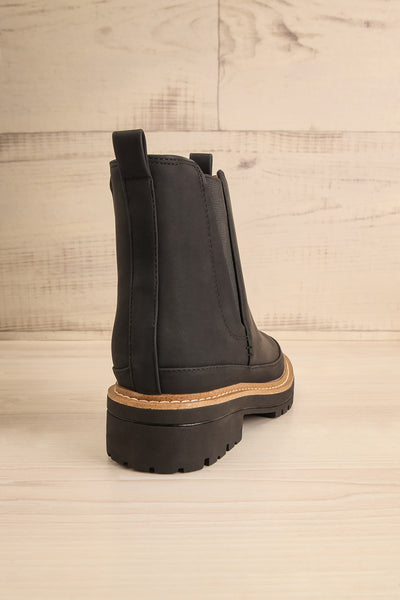 Valenttia Black Chelsea Faux-Leather Boots | La petite garçonne back view
