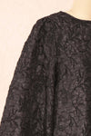 Valoria Short Black Dress w/ Puff Sleeves | Boutique 1861 side close-up