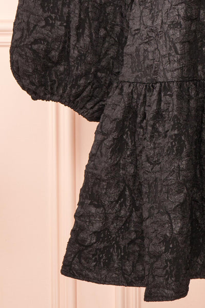 Valoria Short Black Dress w/ Puff Sleeves | Boutique 1861 bottom