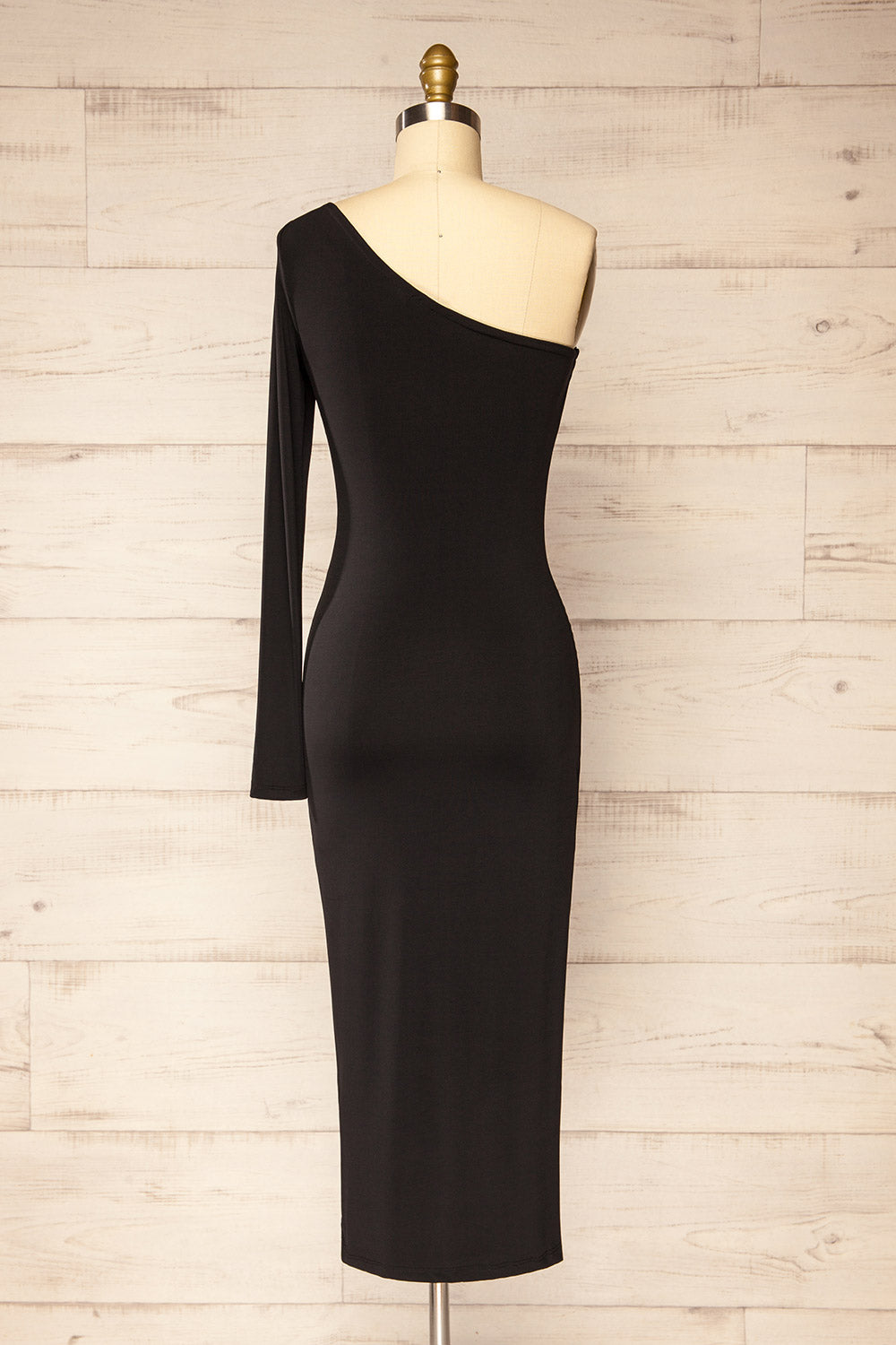 Valtice One-Shoulder Black Midi Dress | La petite garçonne back view