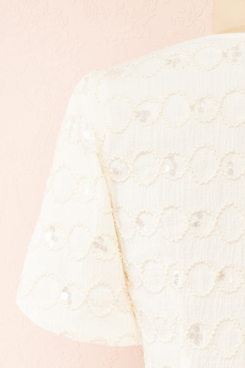 Vaniska Short Sparkling Ivory Dress | Boutique 1861 back close-up
