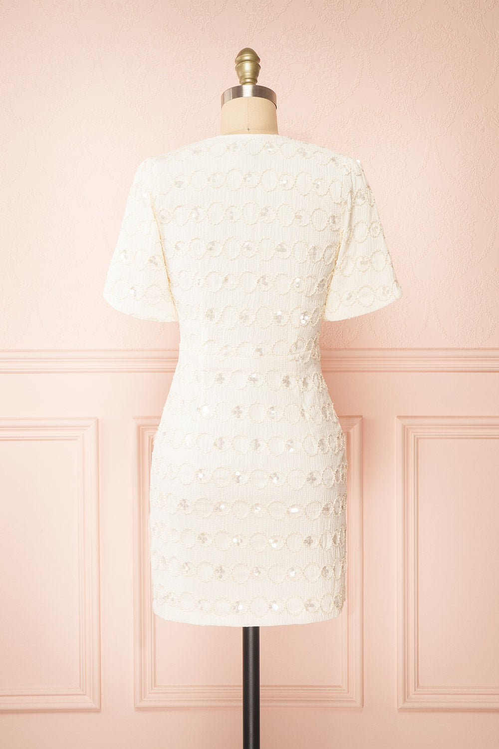 Vaniska Short Sparkling Ivory Dress | Boutique 1861 back view