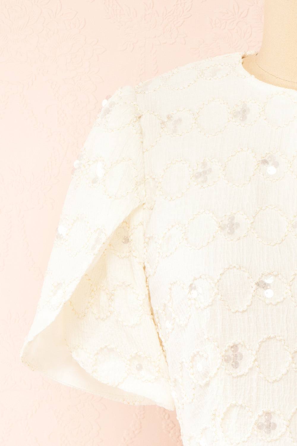 Vaniska Short Sparkling Ivory Dress | Boutique 1861 front close-up