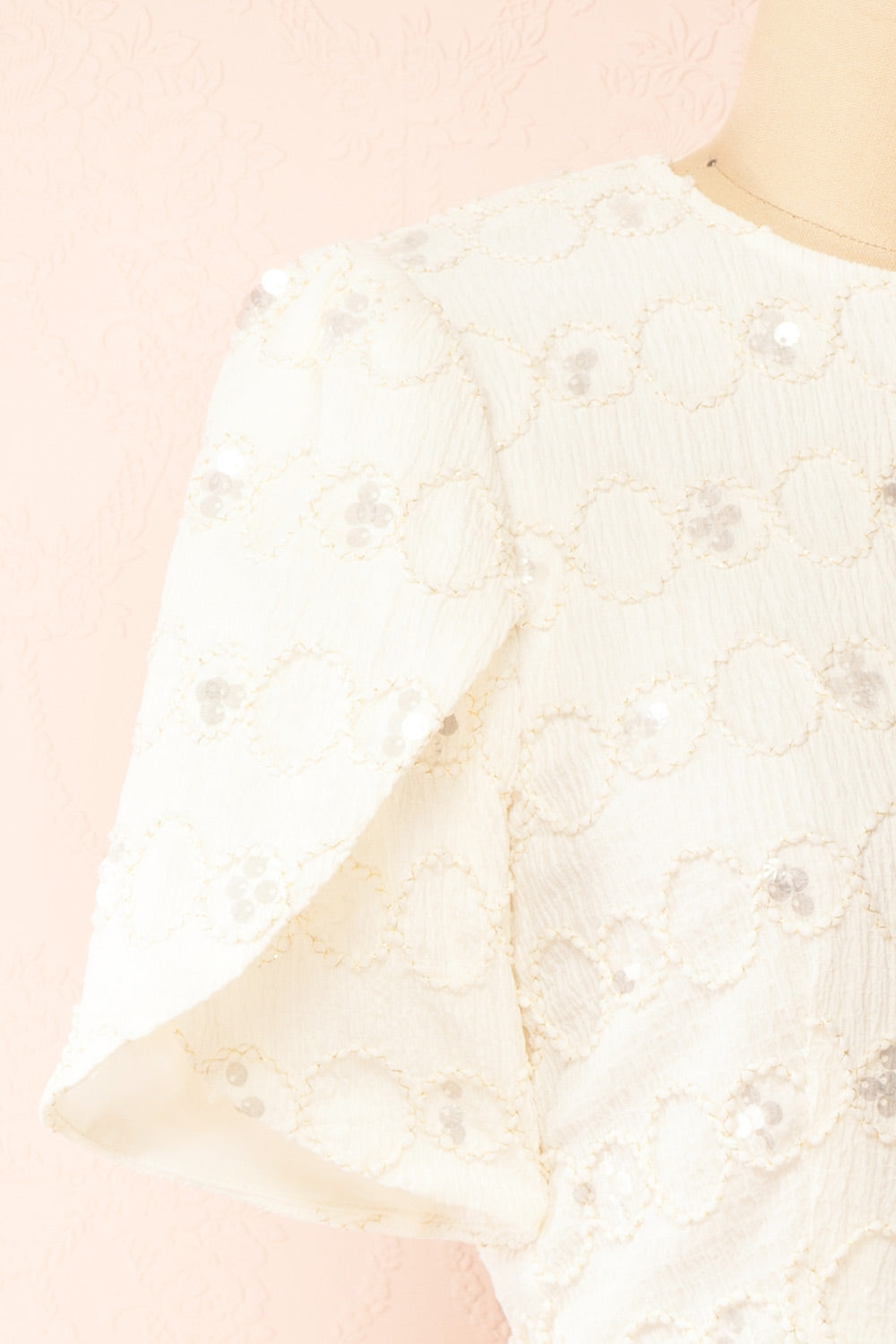 Vaniska Short Sparkling Ivory Dress | Boutique 1861 side close-up