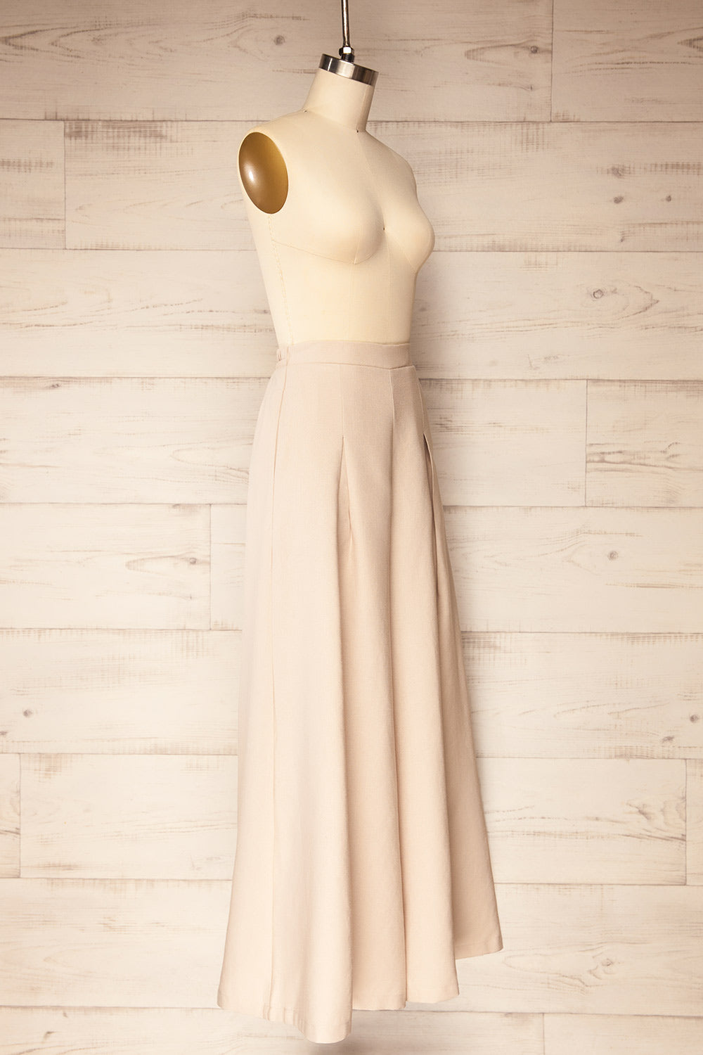 Varallo Beige Wide Leg Pants with Front Pleats | La petite garçonne side view