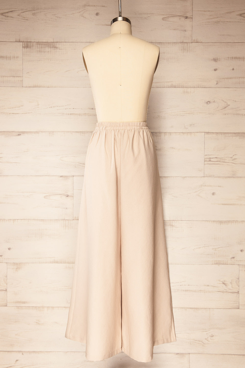 Varallo Beige Wide Leg Pants with Front Pleats | La petite garçonne back view