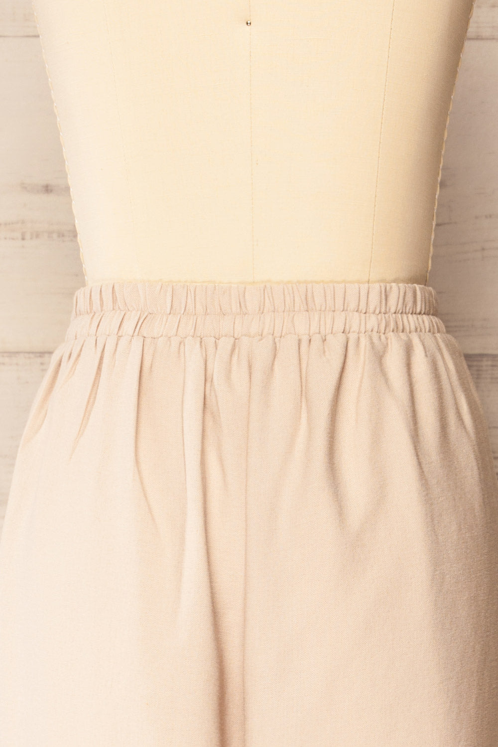 Varallo Beige Wide Leg Pants with Front Pleats | La petite garçonne back