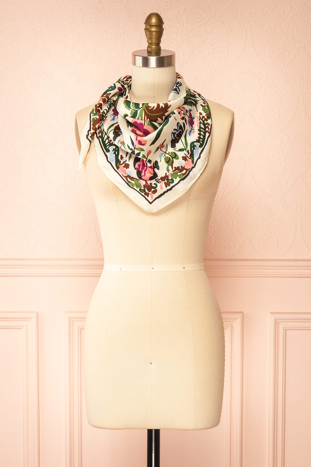 Varenia Satin Floral Botanical Triangle Scarf | Boutique 1861 triangle view