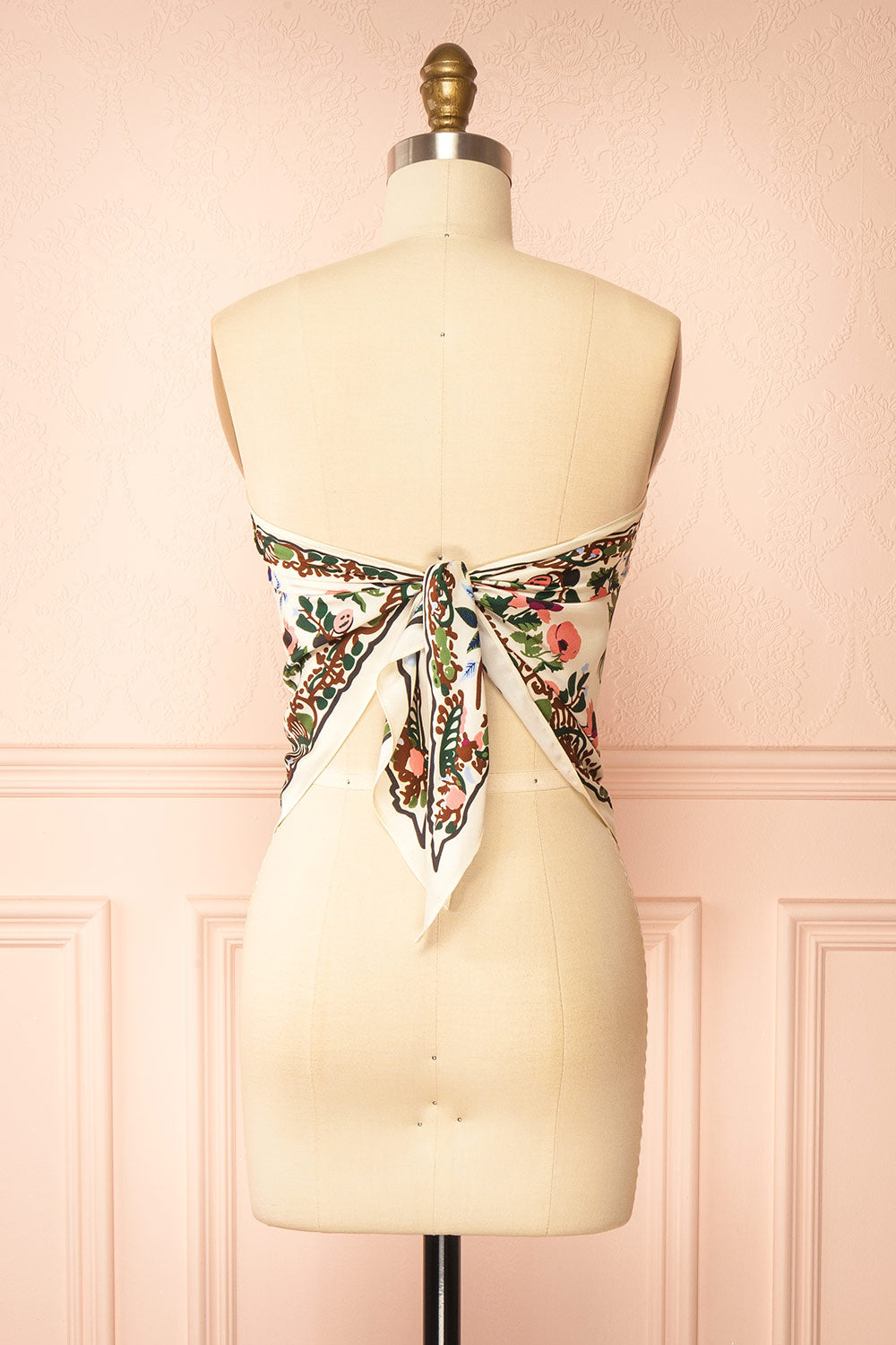 Varenia Satin Floral Botanical Triangle Scarf | Boutique 1861 top back