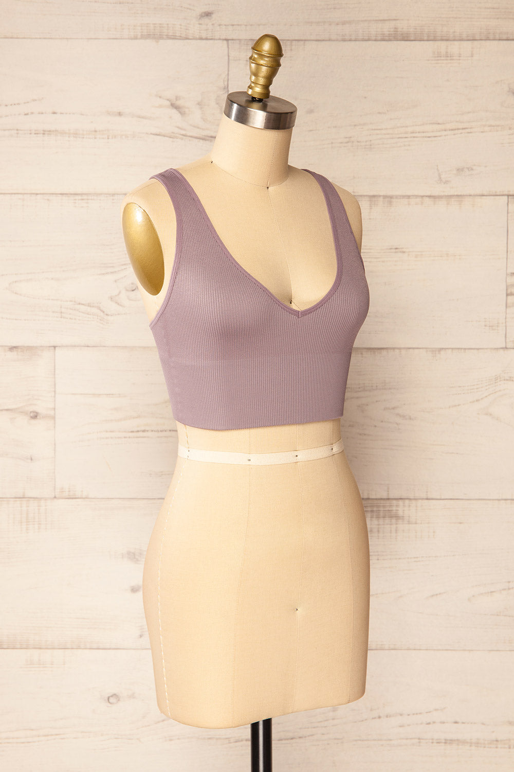 Vaugneray Mauve Cropped Ribbed Cami | La petite garçonne side view