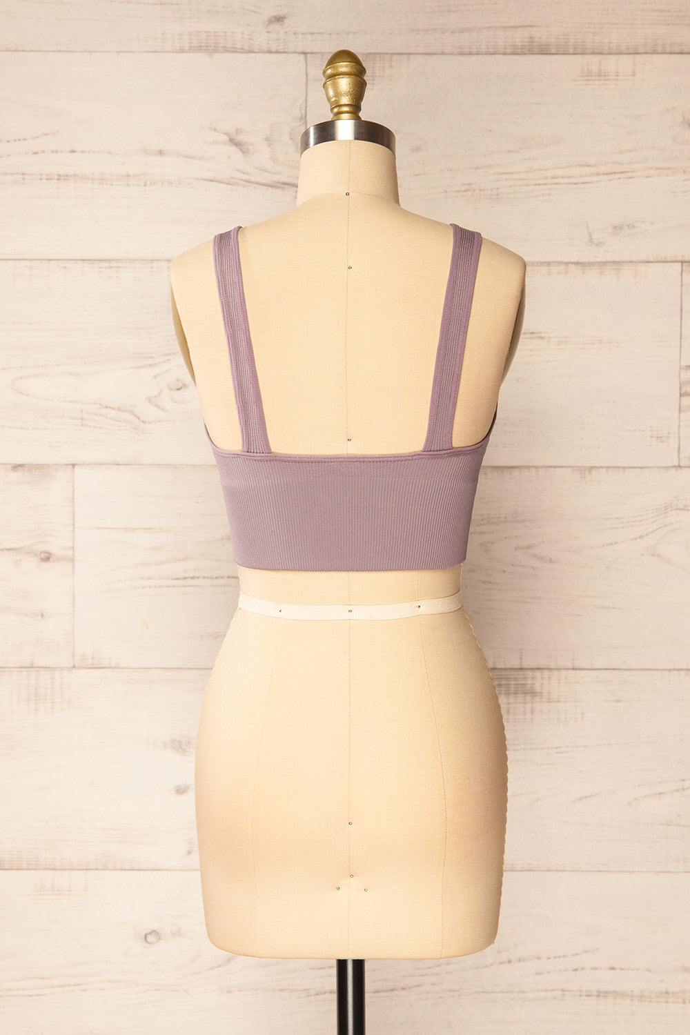 Vaugneray Mauve Cropped Ribbed Cami | La petite garçonne back view