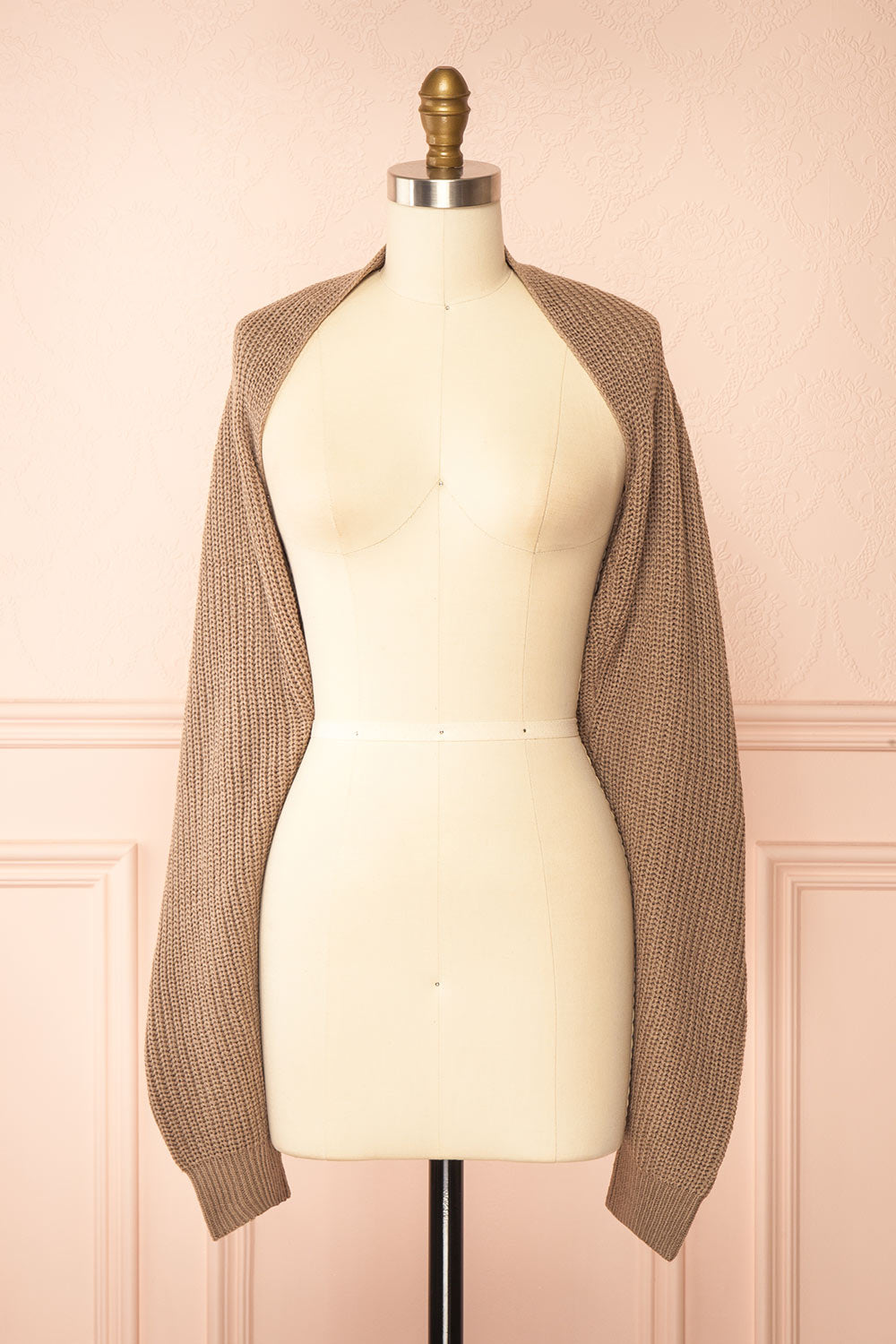 Vedia Taupe Knitted Bolero | Boutique 1861 front view