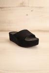 Velanie Black Velvet Platform Sandals | La petite garçonne front view