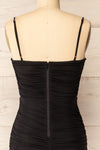 Venise Black Fitted Ruched Midi Dress w/ Bustier | La petite garçonne back close-up