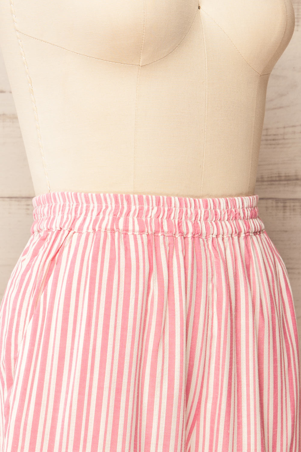 Ventura Pink & White Pinstripe Shorts | La petite garçonne  side