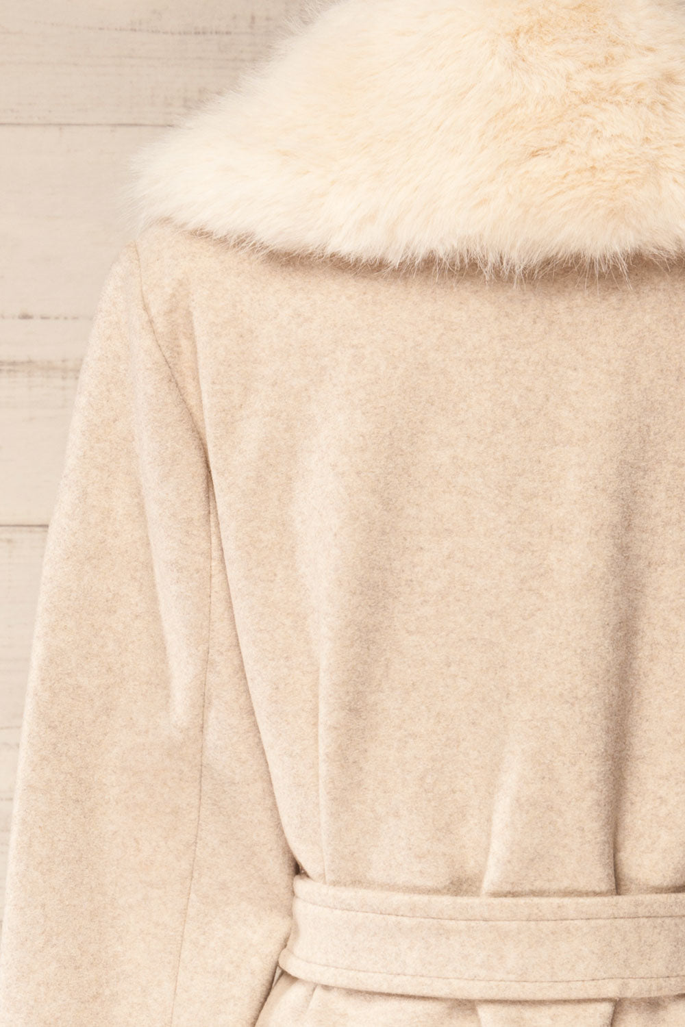 Veracruz Beige Coat with Faux Fur Collar | La petite garçonne back