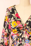 Veradis Black Short Dress w/ Colorful Floral Pattern | Boutique 1861 front