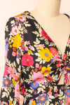 Veradis Black Short Dress w/ Colorful Floral Pattern | Boutique 1861 side