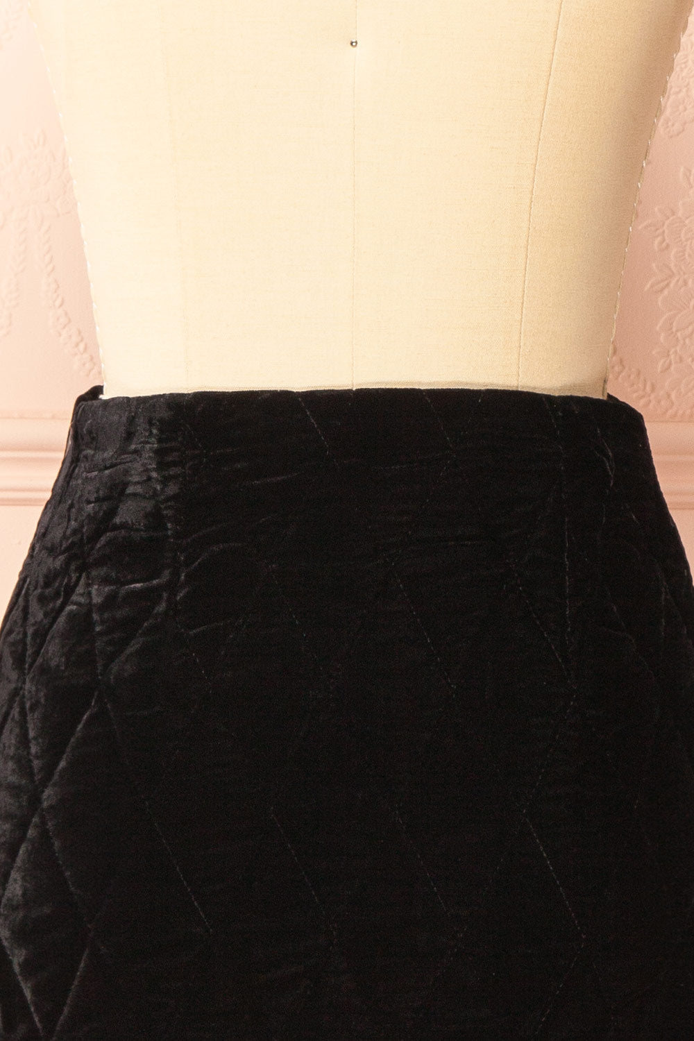 Verana Black Velvet Mini Skirt with White Trim | Boutique 1861 back