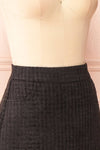 Veranne Black Short A-Line Tweed Skirt| Boutique 1861  side close-up