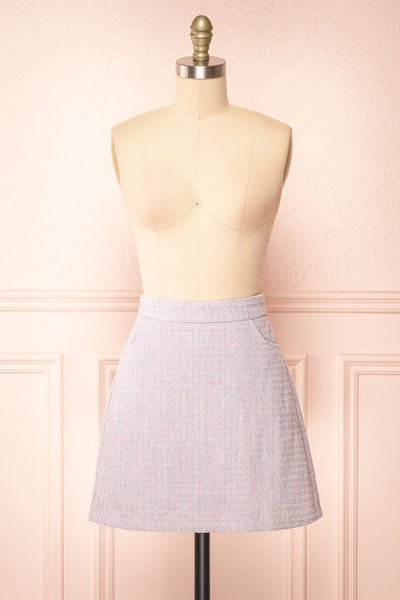 Veranne Lilac Short A-Line Tweed Skirt | Boutique 1861 front view