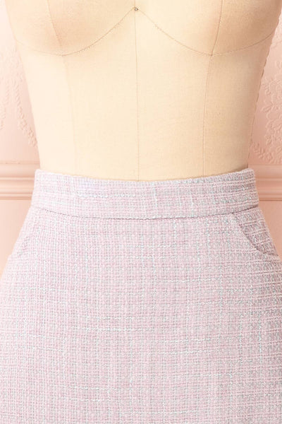Veranne Lilac Short A-Line Tweed Skirt | Boutique 1861 front close-up