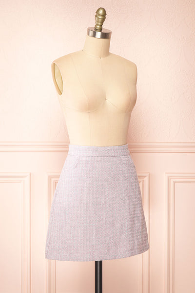 Veranne Lilac Short A-Line Tweed Skirt | Boutique 1861 side view