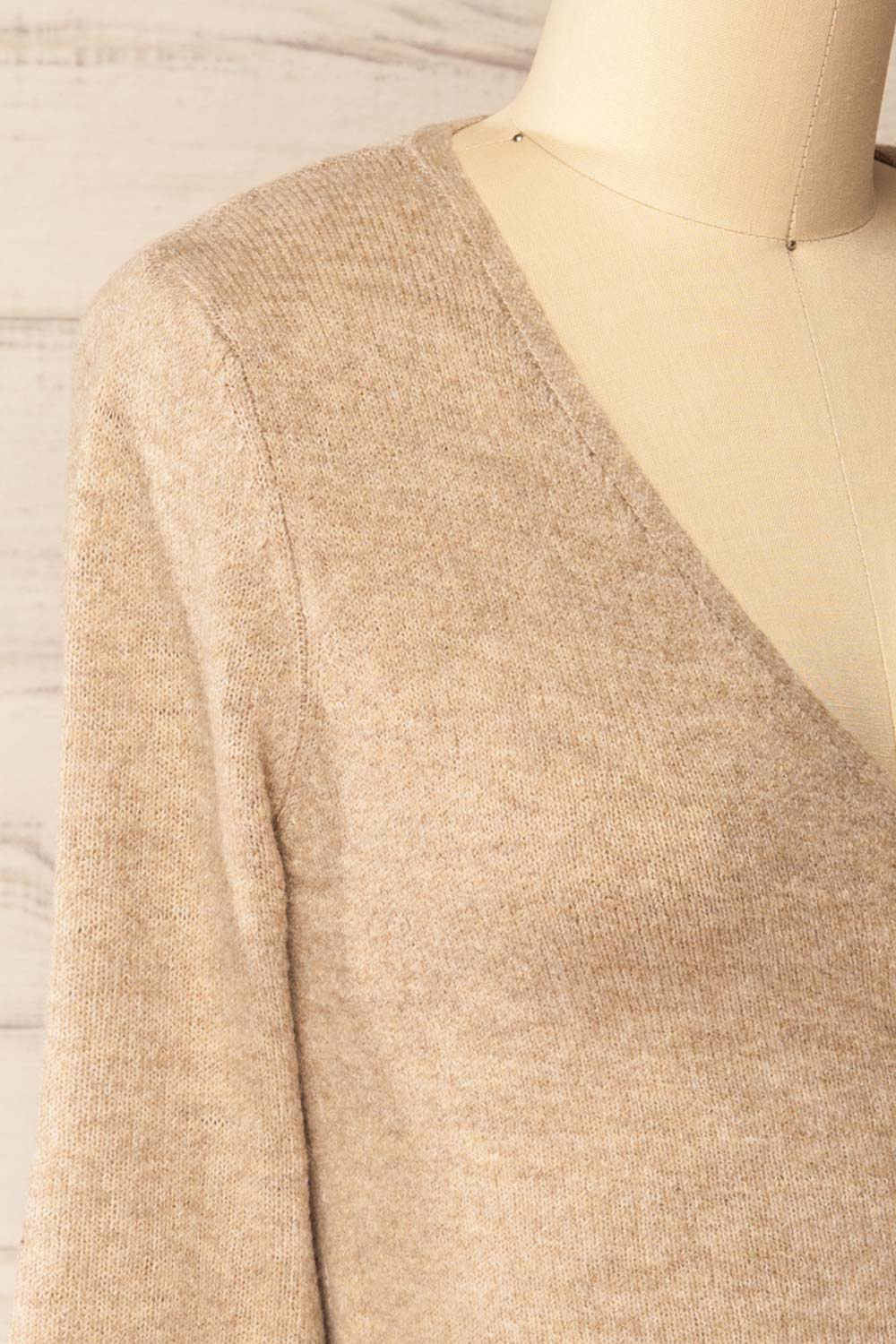 Verone Beige Criss Cross Knit Top | La petite garçonne side