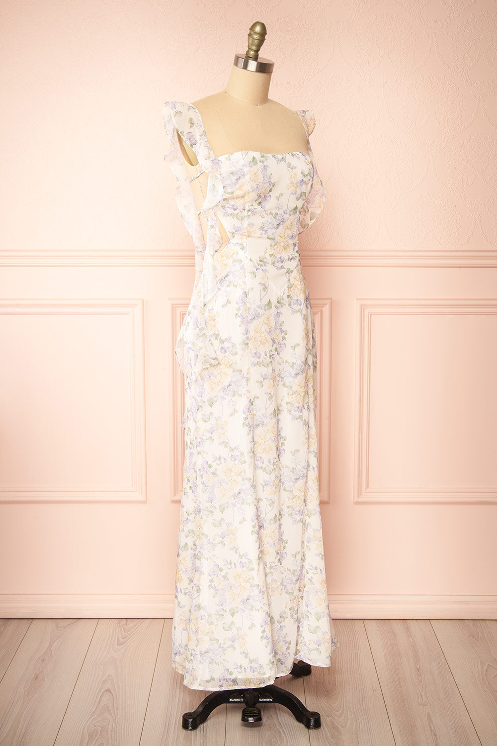 Veronica Floral Maxi Dress w/ Open Back | Boutique 1861 side view