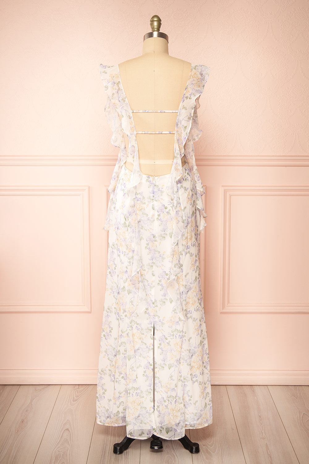 Veronica Floral Maxi Dress w/ Open Back | Boutique 1861 back view
