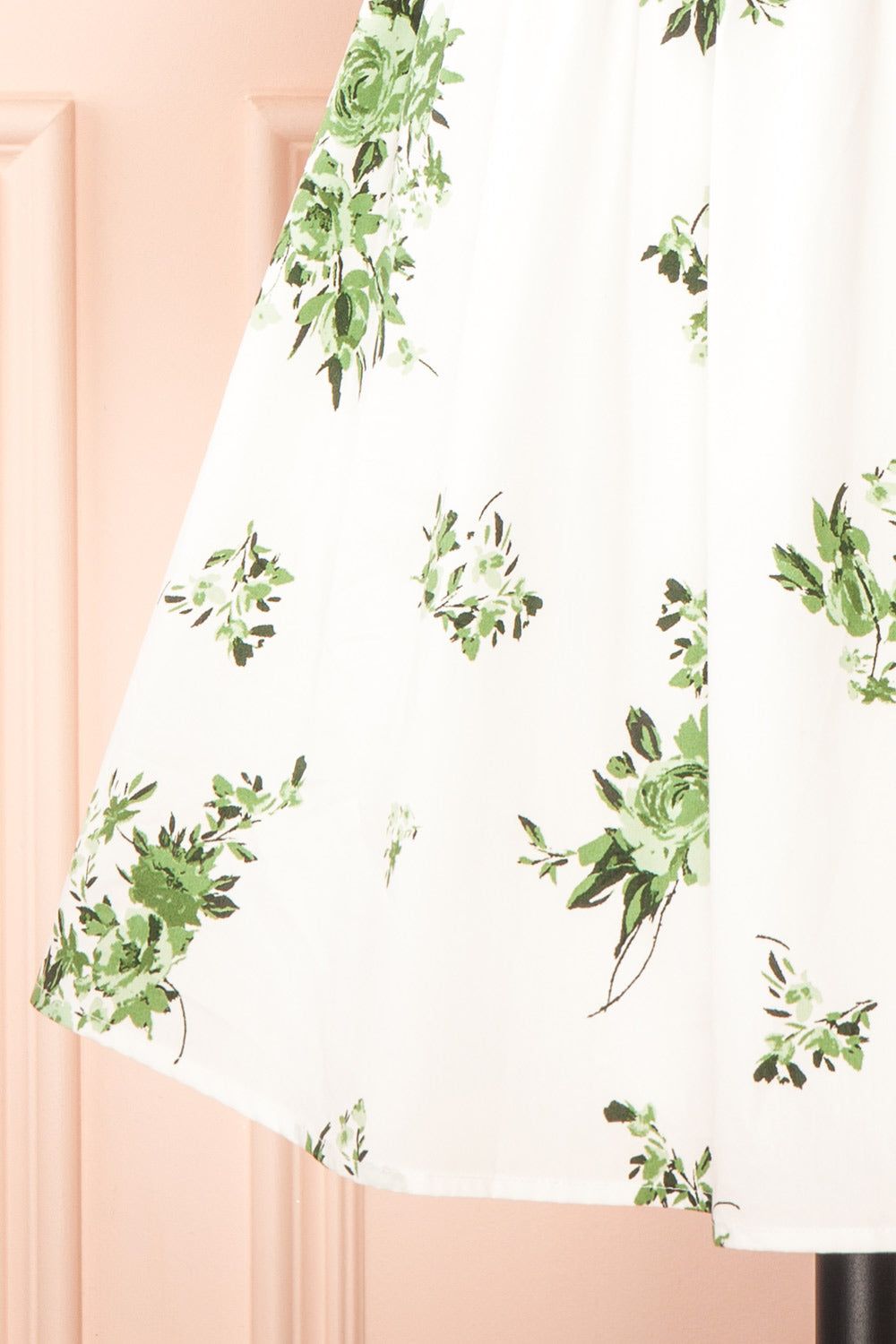 Vertuosa Short White Dress w/ Green Flowers | Boutique 1861 bottom